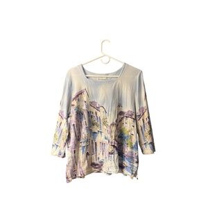 Vintage Alfred Dunner Beaded & Sequined Scenic Italian City Top